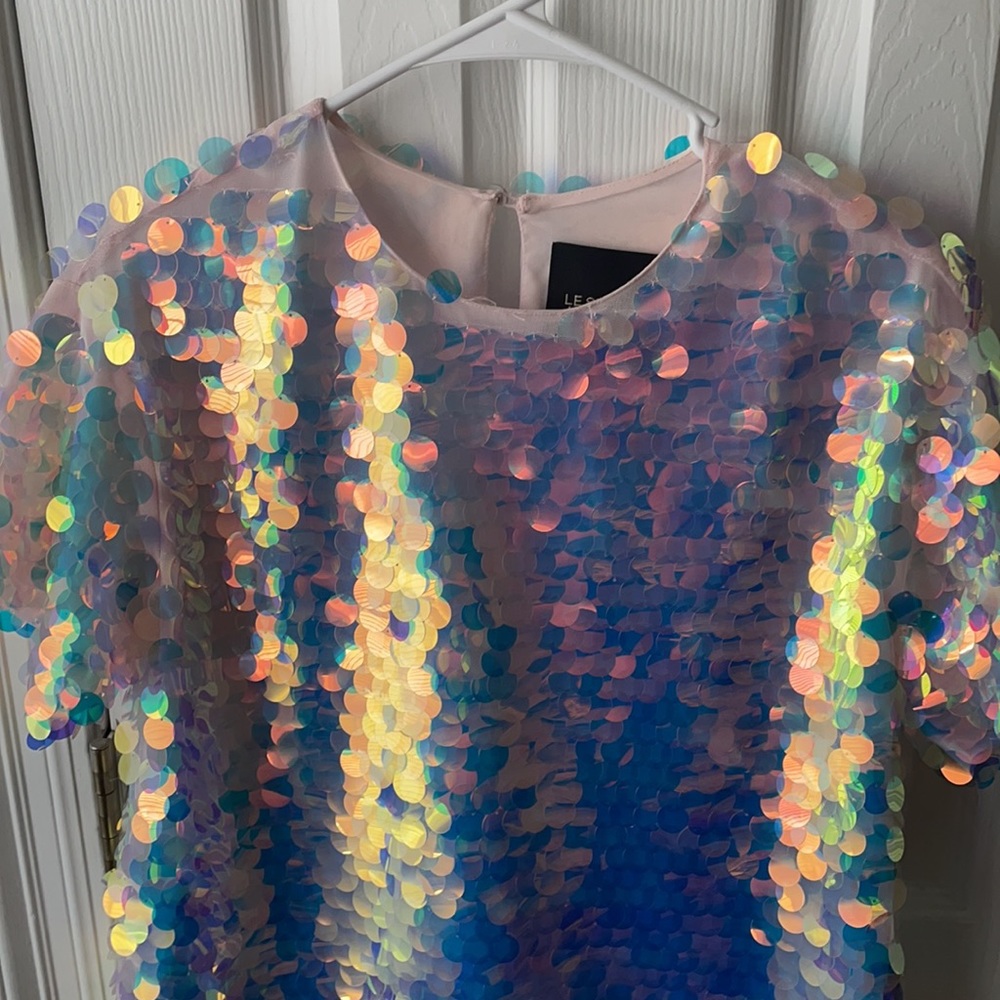 Le Superbe Mimosa Sequined T Shirt Top Shimmery Oversized Tee Size 2 - Picture 7 of 17